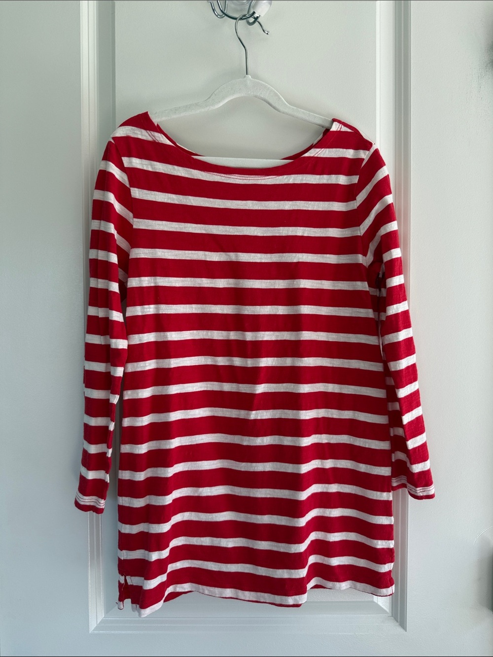 Old Navy Red and White Striped Women's Long Sleeve Tee